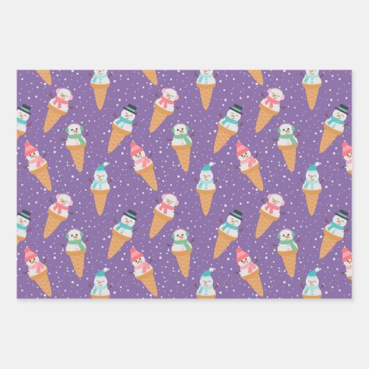 Grappige sneeuwpop sneeuw kegel winter vakantie of inpakpapier vel (Voorkant)