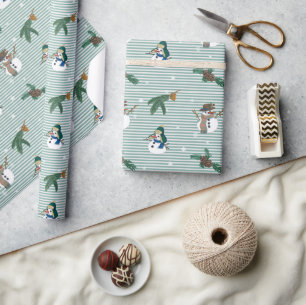 Grappige sneeuwpoppen cadeaupapier