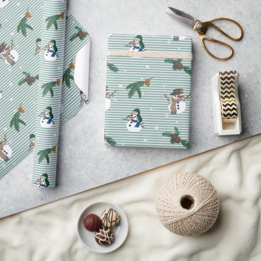 Grappige sneeuwpoppen cadeaupapier (Crafts)