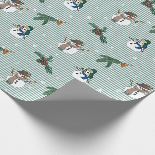 Grappige sneeuwpoppen cadeaupapier (Hoek)