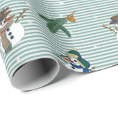 Grappige sneeuwpoppen cadeaupapier (Rol Hoek)