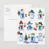 Grappige sneeuwpoppen feestdagenkaart (Voorkant / Achterkant)