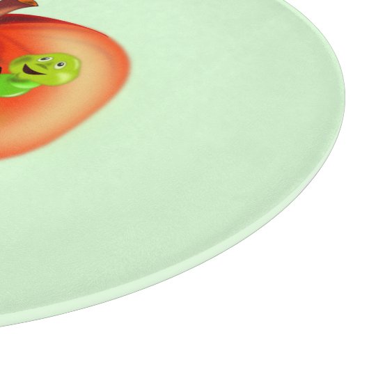 Grappige snijplank met worm in rode appel (Hoek)