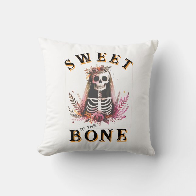 Grappige Snoep Skull Halloween Worp Kussen (Voorkant)