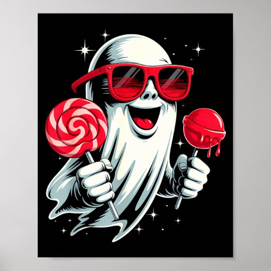 Grappige snoepgeest – retro kinder halloween kostu poster (Voorkant)