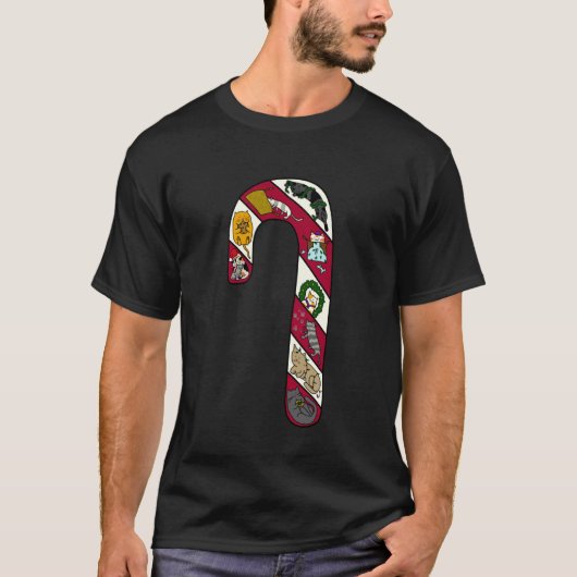 Grappige Snoepriet Kat Collage Kerstmis T-shirt (Voorkant)