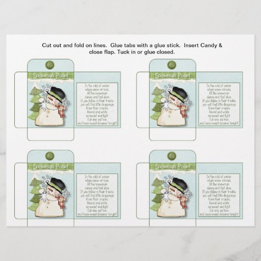 Grappige Snoepzak Sneeuwman Poep met Spreuk Flyer (Voorkant)