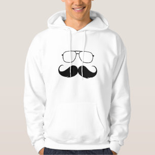 grappige snor bril in zwart hoodie