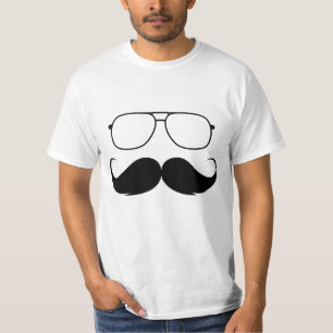 grappige snor bril in zwart t-shirt