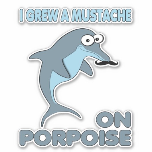 Grappige snor dolfijn sticker (Voorkant)