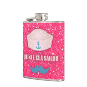 Grappige snor Drink als een matrozenfles Heupfles (Links)