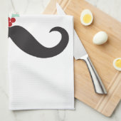 Grappige snor gezicht sneeuwvlok kerstvakantie theedoek (Quarter Fold)