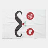 Grappige snor gezicht sneeuwvlok kerstvakantie theedoek (Horizontaal)