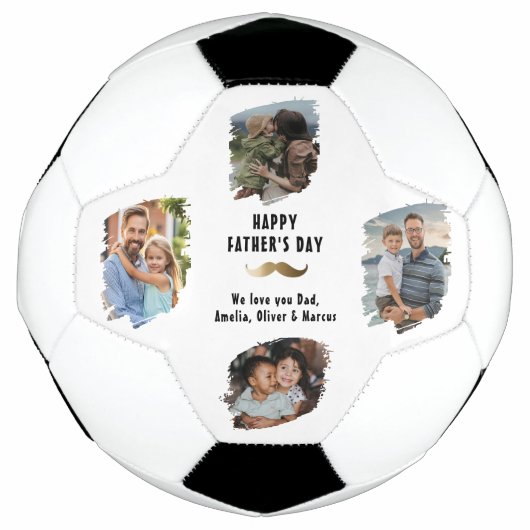 Grappige snor Happy Vaderdag 4 Foto Voetbal (Voorkant)