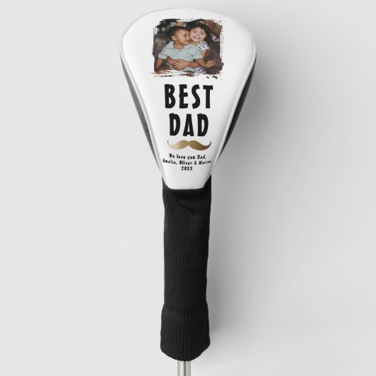 Grappige snor Happy Vaderdag Foto Golfheadcover (Voorkant)