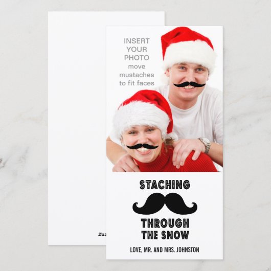 Grappige Snor Kerst Foto Kaart (Voorkant / Achterkant)