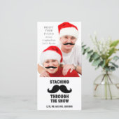 Grappige Snor Kerst Foto Kaart (Staand voorkant)