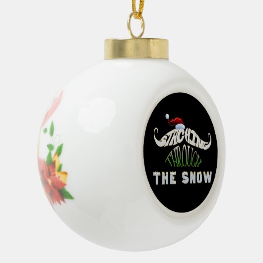 Grappige snor kerst keramische bal ornament (Links)
