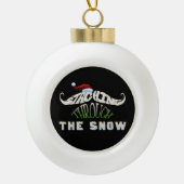 Grappige snor kerst keramische bal ornament (Voorkant)
