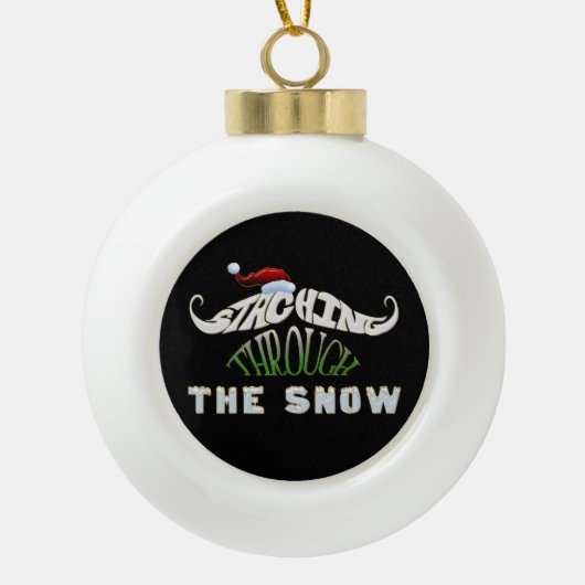 Grappige snor kerst keramische bal ornament (Voorkant)