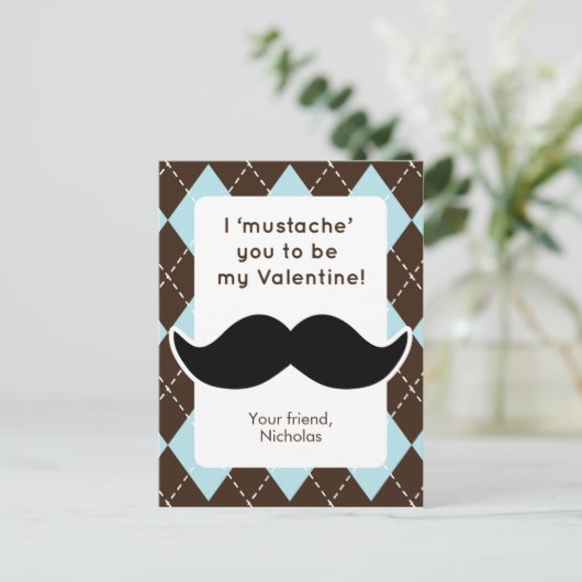 Grappige snor klasse Valentijnse Feestdagenkaart (Staand voorkant)