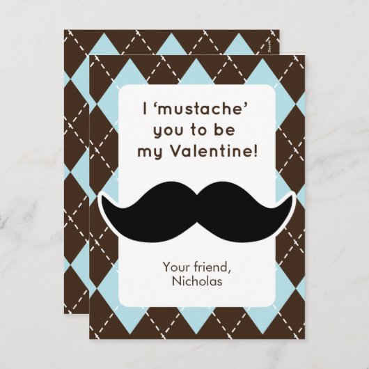 Grappige snor klasse Valentijnse Feestdagenkaart (Voorkant / Achterkant)