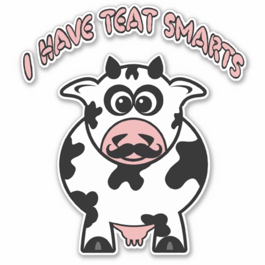 Grappige snor Koe speen smarts Sticker (Voorkant)