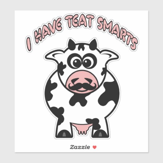 Grappige snor Koe speen smarts Sticker (Vel)