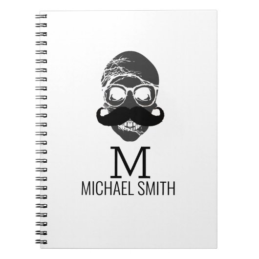 Grappige Snor Monogram #2 Notitieboek (Voorkant)