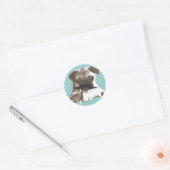 Grappige snor pug ronde sticker (Envelop)