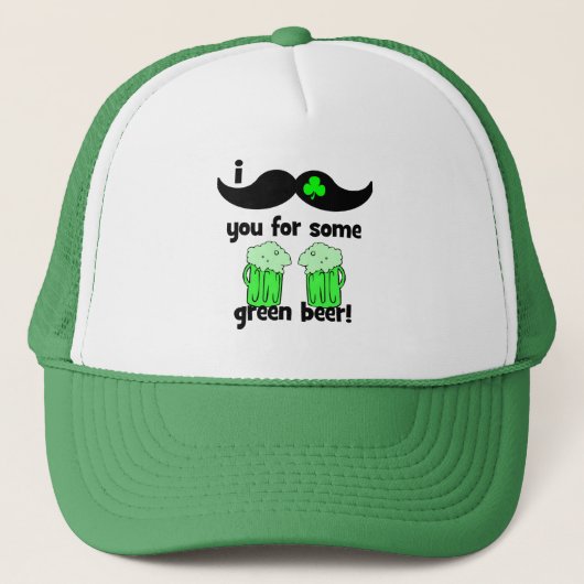 grappige snor St Patrick's Day Trucker Pet (Voorkant)