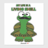 Grappige snor Turtle Life is a Living Shell Sticker (Vel)