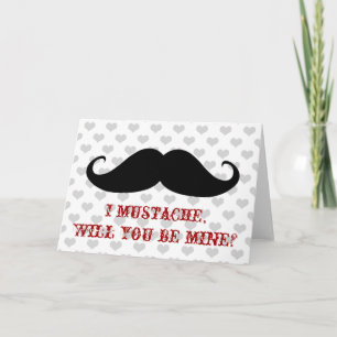 Grappige snor Valentijnsdag hipster harten kaart