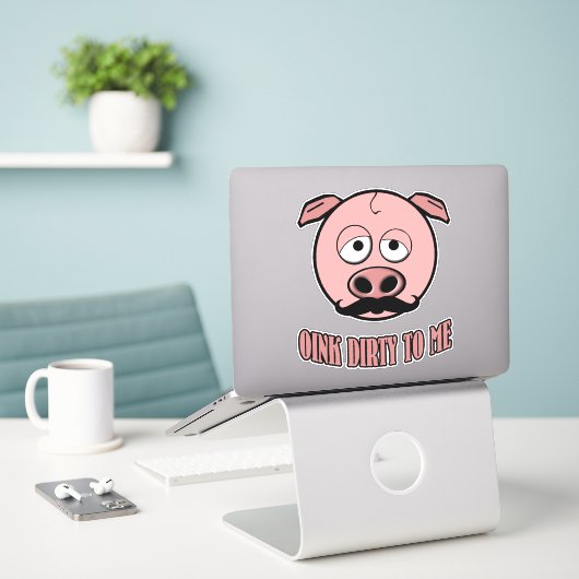 Grappige snor varken roze vies voor mij sticker (Laptop op bureau)