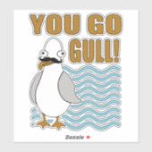 Grappige snor zeemeeuw ga je meeuw sticker (Vel)