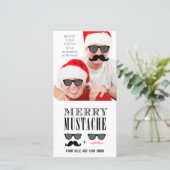 Grappige snor zonnebril kerst feestdagenkaart (Staand voorkant)