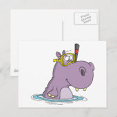 grappige snorkelen zwemmen hippo briefkaart (Voorkant / Achterkant)