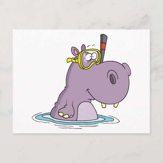 grappige snorkelen zwemmen hippo briefkaart (Voorkant)