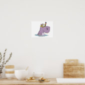 grappige snorkelen zwemmen hippo poster (Keuken)