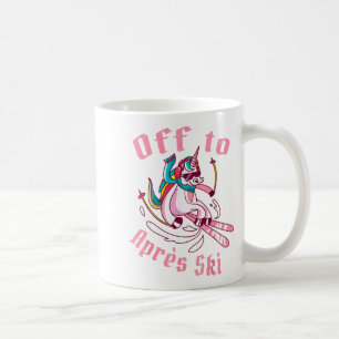 Grappige snowboard ski skieden eenhoorn weg naar a koffiemok