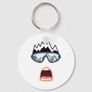 Grappige Snowboard Snowboarder Skiën Gezicht Grapp Sleutelhanger