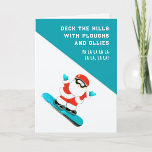 Grappige Snowboarden Skiën Kerstkaarten Feestdagen Kaart