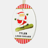 Grappige snowboarder die snowboardt keramisch ornament (Links)