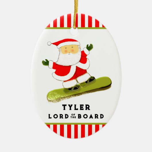 Grappige snowboarder die snowboardt keramisch ornament (Voorkant)