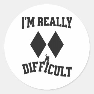 Grappige snowboarder dubbele zwarte diamanten ik b ronde sticker
