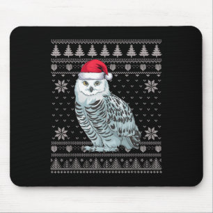 Grappige Snowy Uil Lelijke Kersttrui Kerstman Kers Muismat