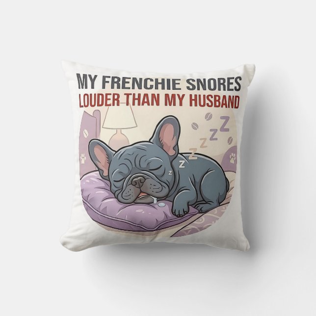 Grappige Snurkende Franse Bulldog Worpkussen Kussen (Voorkant)