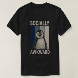 Grappige Sociaal Ongeschikte Pinguïn Retro Humor T-shirt