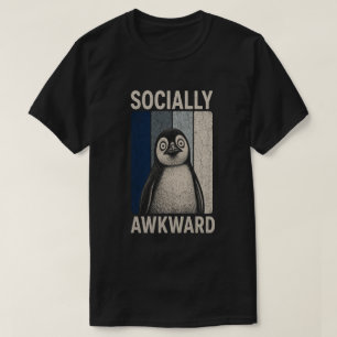 Grappige Sociaal Ongeschikte Pinguïn Retro Humor T-shirt
