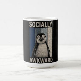 Grappige sociaal onhandige pinguïn retro humor koffiemok